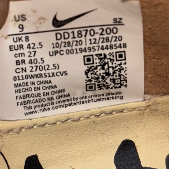 Nike Air Max 1 x CLOT 'Kiss of Death' Brown Sneakers size 9 - Picture 8 of 8